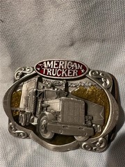 Vintage 1985 American Trucker Belt Buckle, Bergamot Brass Works J-42