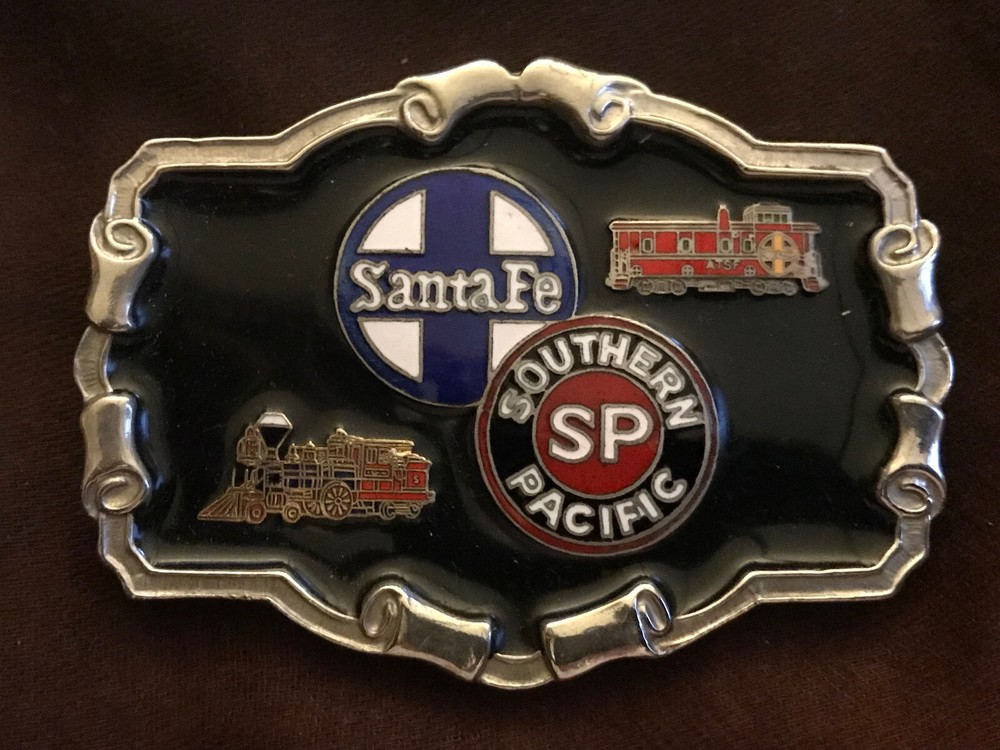 *** Southern Pacific Santa Fe Metal/Enamel Belt Buckle