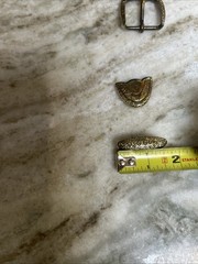 Western Belt Buckle Three Piece Set Antique Brass Art Deco Design Unisex 1 1/2&Prime;