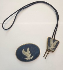 2 Piece Bolo And Buckle Set. Eagle And Lightning Bolt Motif