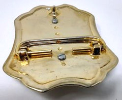 Belt Buckle Gold Color Trim With Oval Brown Green Center