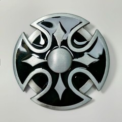 Stylized Iron Cross Independence Cross Black Enamel Belt Buckle Round – NOS