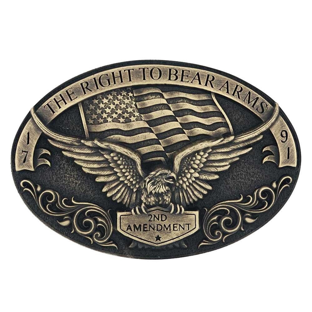 Montana Silversmiths Attitude Right To Bear Arms 2A Eagle Western Belt Buckle