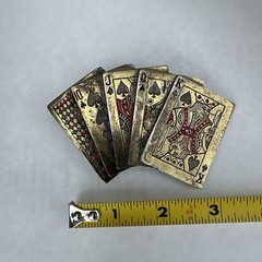 Vintage Great American Buckle Co Belt Buckle Mens Gold Poker Cards 1979 USA