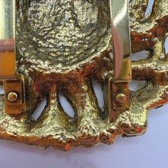 Vintage Lion Head Belt Buckle Gold Tone Statement Animal Regency Metallic 4×3