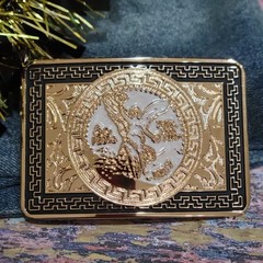 Centenario Cowboy Belt Buckle Western Rodeo Silver Rosetone Coin Rectangle