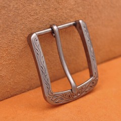 Flower Carved Antique Prong Pin Buckle Men Leather Belt Replacement Buckle 40mm