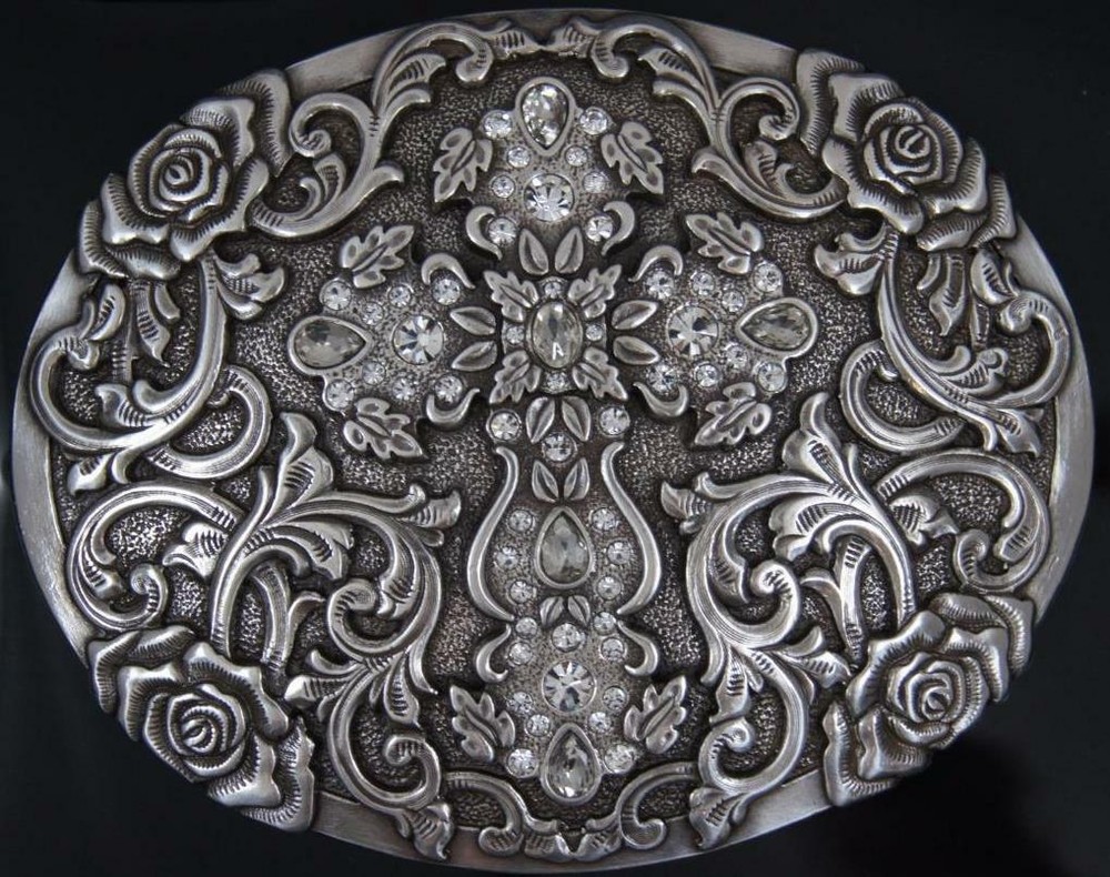 Nocona Western BLAZIN ROXX SILVER PLATED Oval Cross Belt BUCKLE 37108