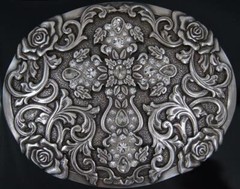 Nocona Western BLAZIN ROXX SILVER PLATED Oval Cross Belt BUCKLE 37108