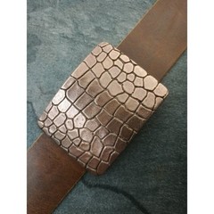 Croco Look Antique Copper Belt Buckle – Modern Minimal Design with Reptile Look