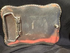 Nocona Longhorn Silver Tone Belt Buckle Etched, Roped Edge- REDUCED!
