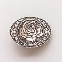 Vintage Silver Plated Western Rose Oval Belt Buckle Gurtelschnalle
