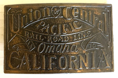⭐️ Vintage Belt Buckle Union & Central Railroad Line Via Omaha To California