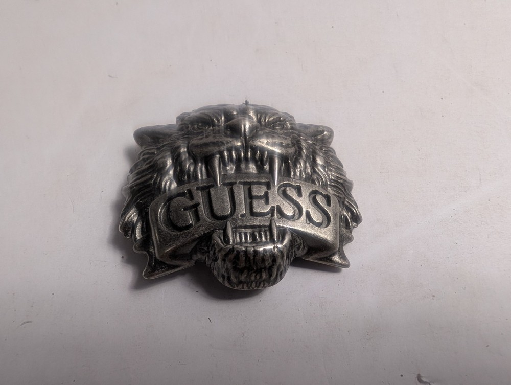Belt Buckle Snarling Lion Tiger Big Cat 3D Silver Tone Metal Rare