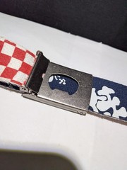 VANS OFF THE WALL BELT & BUCKLE RED CHECK BLUE FLORAL DESIGN
