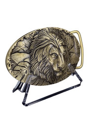 Solid Belt Buckle for Men « LION », Handmade Brass Buckle,Vintage Lion Head Buckle