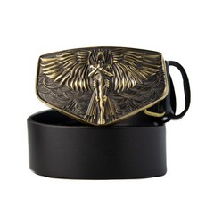 Archangel Michael brass belt buckle; Saint Michael image; Tyrael belt buckle