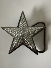 Pewter Belt Buckle Rhinestone Star clear