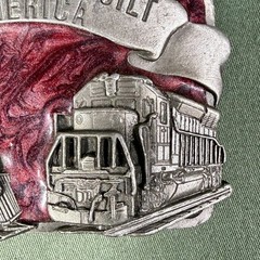 Vintage 1984 Siskiyou Railroads Built America Pewter Belt Buckle Train USA Made