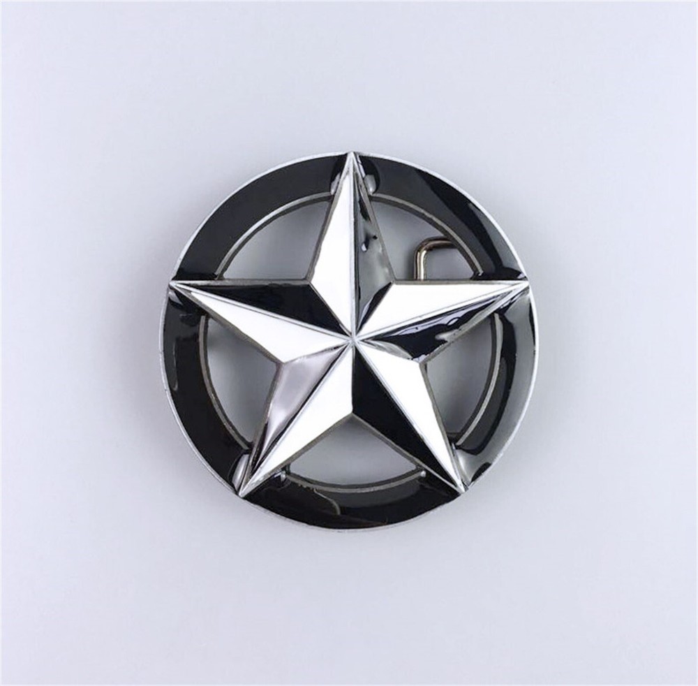 Vintage Black White Enamel Circle Star Belt Buckle Boucle de ceinture