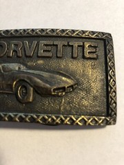 Vintage 1970&rsquo;s Solid Brass Chevy Corvette Belt Buckle