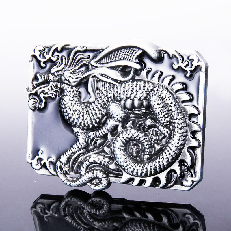 Unique Buckle Silver Bold Dragon Buckle Fits 1-5/8&Prime; Wide Belt