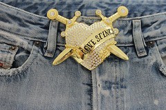 Men Women Big Gold Metal Belt Buckle Heart Western Silver Rhinestone Love Stinks