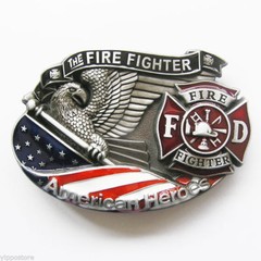 Fire Fighter American Hero Enamel Metal Belt Buckle