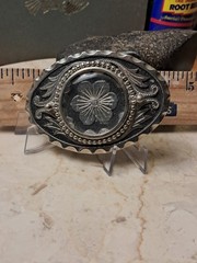 Vintage Western Wyoming Belt Buckle Floral Design Black and Gold