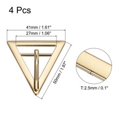 4Pcs 1.06&Prime; Single Prong Belt Buckle Triangle Center Bar Buckles for Belt Gold