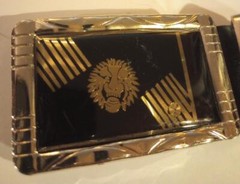 Unusual Dress Belt Buckle for Black 1-1/2&Prime; Belt Lion Head Metallic Holograph