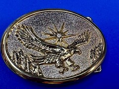 Patriotic American Usa Eagle Flying High Over Mountains W/ Starburst Belt Buckle