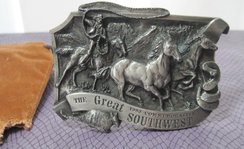 Vintage Arroyo Grande Buckle Co. Lmt&rsquo;d Ed « The Great Southwest » Belt Buckle 1983