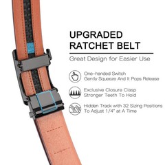 SENDEFN Men&rsquo;s Leather Belt – 28&Prime; to 44&Prime; Waist Adjustable, Coffee-iron Gray