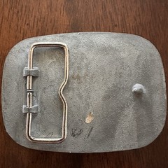 Guitar Headstock Belt Buckle Red Enamel Silver Tone Metal 3&Prime; x 2.5&Prime;