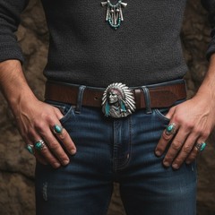 NEW Men Silver Metal Western Belt Buckle Cowboy Native American Indian Headdress
