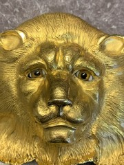 CHRISTOPHER ROSS LION HEAD 1984 GLASS EYES BUCKLE & BLACK BELT 24kt GOLD PLATED