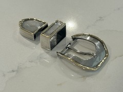 PAT AREIAS 925 Sterling & 18k Yellow Gold Modernist 3 Pc Belt Buckle Set