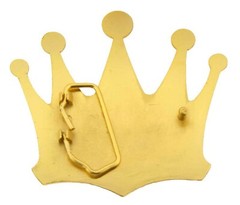 Crown Belt Buckle Western Rodeo Cowboy Gold Metal King Royal Men Women Big NEW