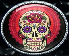Mexican Sugar Skull Tattoo Art Men Women Handmade Belt Buckle