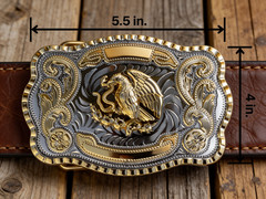 Mexican Eagle Belt Buckle Western Gold Silver Tone Hebilla Mexicana Cowboy Men