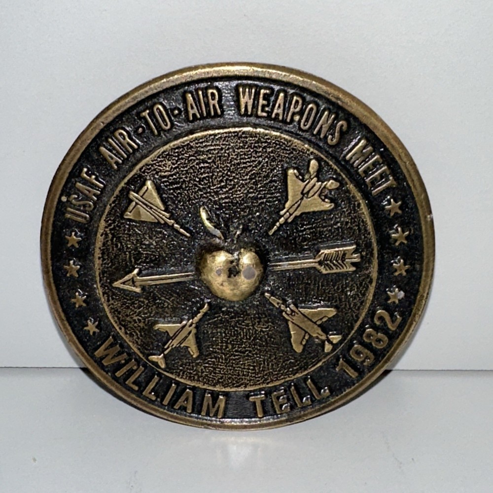 Vintage USAF Air to Air Weapons Meet William Tell 1982 Bronze Belt Buckle