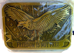 2014 Sponsor « Freedom Is Not Free » Brass Belt Buckle Patriotic Eagle