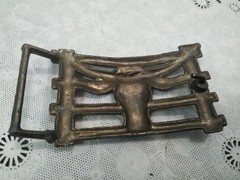 VTG. Cowboy Belt Buckle Long Horn Bull Head 4 »X2 » Silver Tone