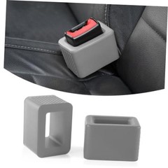 2PCS Seat Belt Buckle Holder, Universal Silicone Rear Seat Belt Booster & Gray