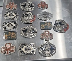 Vintage LOT OF 15 Belt buckles 2000s Chrome SKULLS metal SNAKE DRAGON LotD
