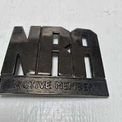 Vintage NRA Active Member Belt Buckle Chrome Tone Men Collectible