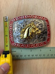 Western Buckle Gold Silver Red Horse Head Buckle Cowboy 2 » Hebillas Vaqueras