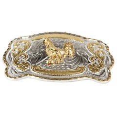 Golden Equestrian Belt Buckle Two-Color Craft Alloy Smooth Buckle