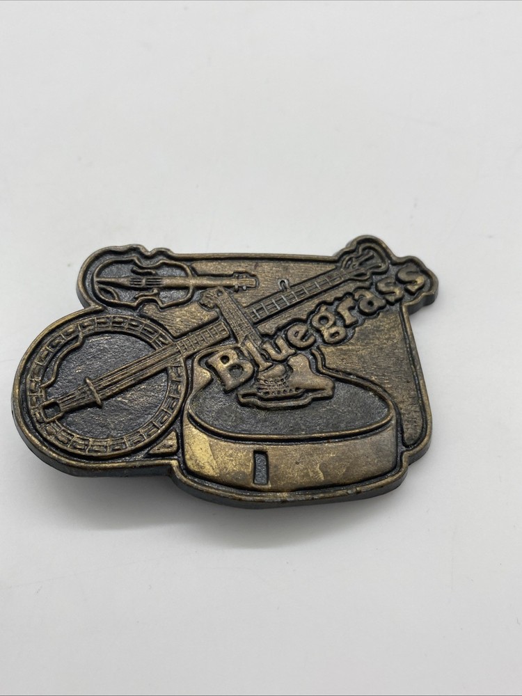 Bluegrass Music Guitar Banjo Fiddle 3D Belt Buckle Brass Music 3×2.5 Hillbilly *